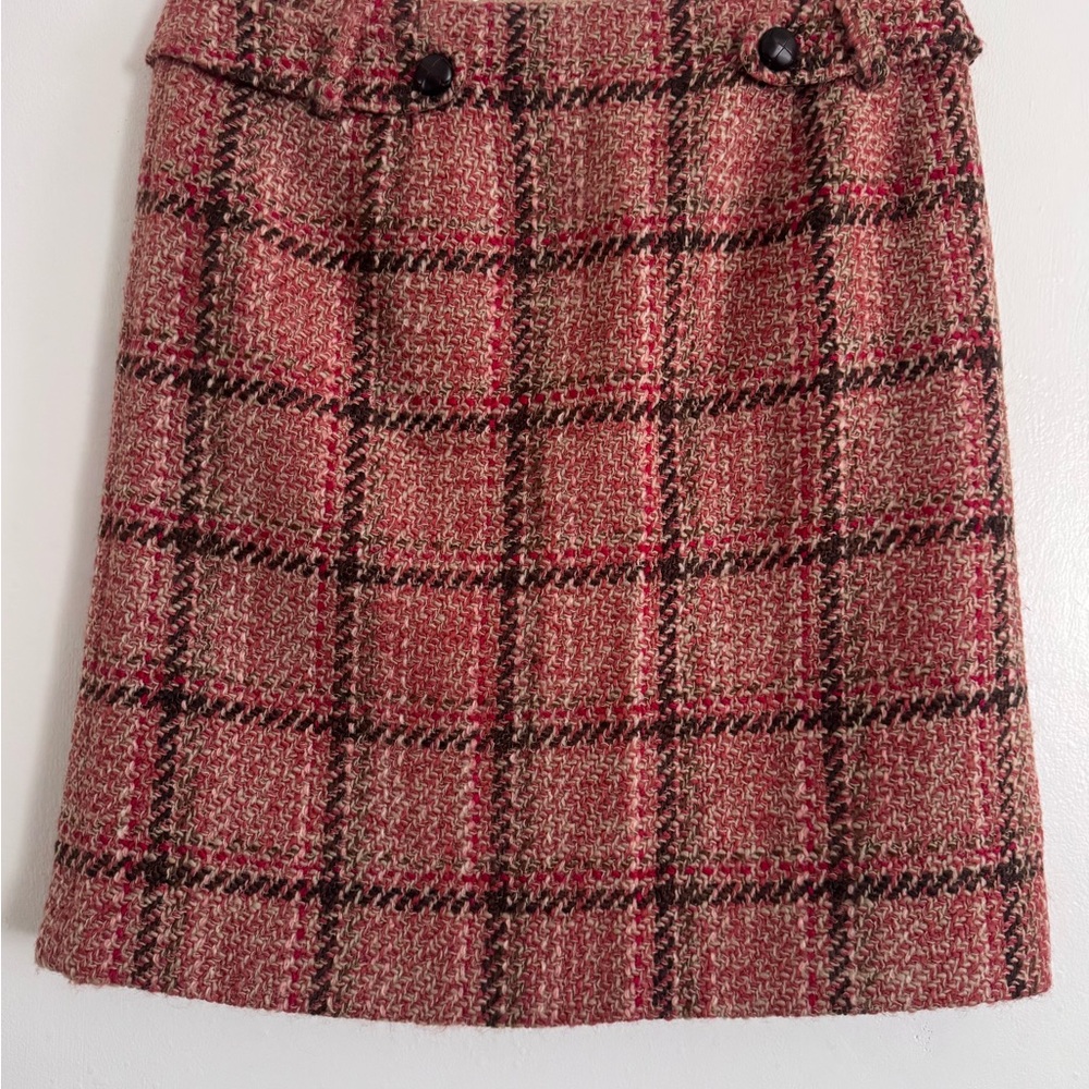 Talbots Red, Brown and Tan Fully-Lined Mini Pencil Skirt for Work